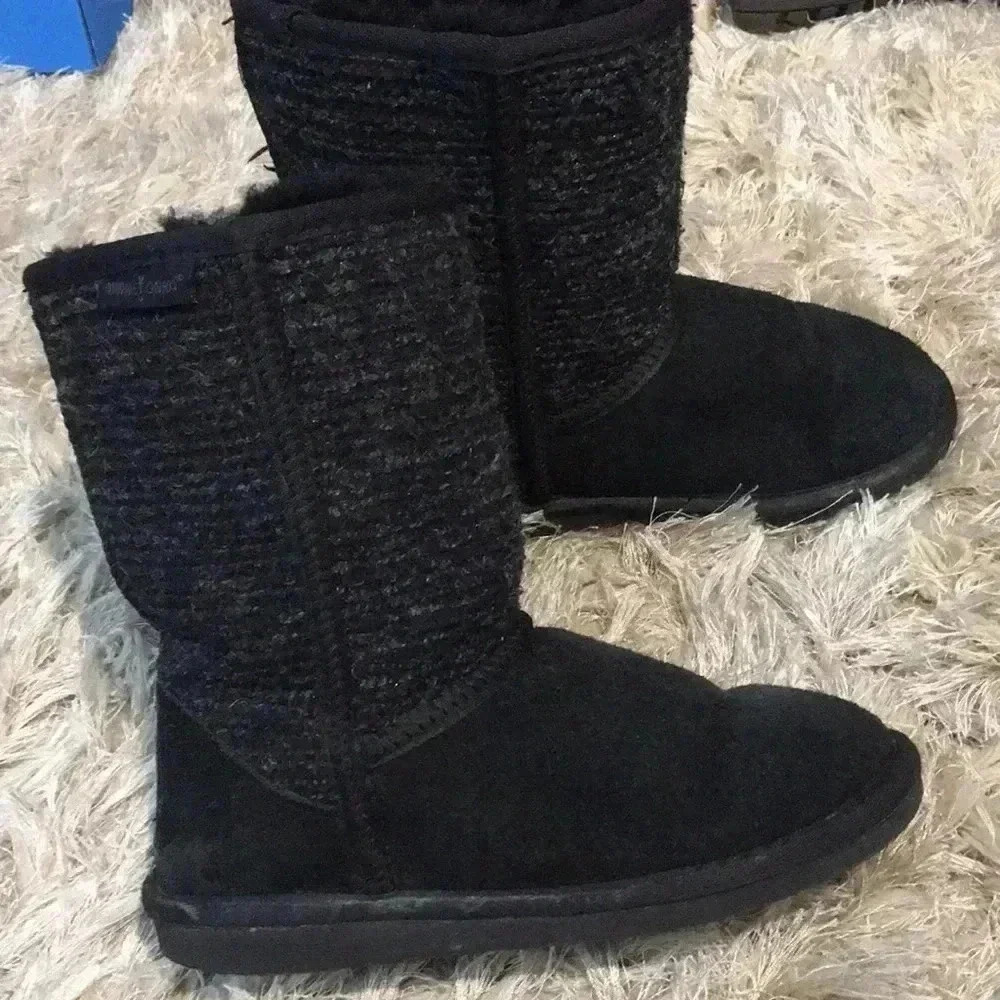 Minnetonka boots shearling suede guc